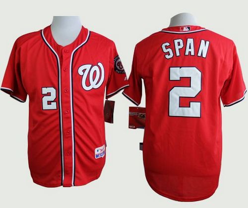 Nationals #2 Denard Span Red Cool Base Stitched MLB Jersey